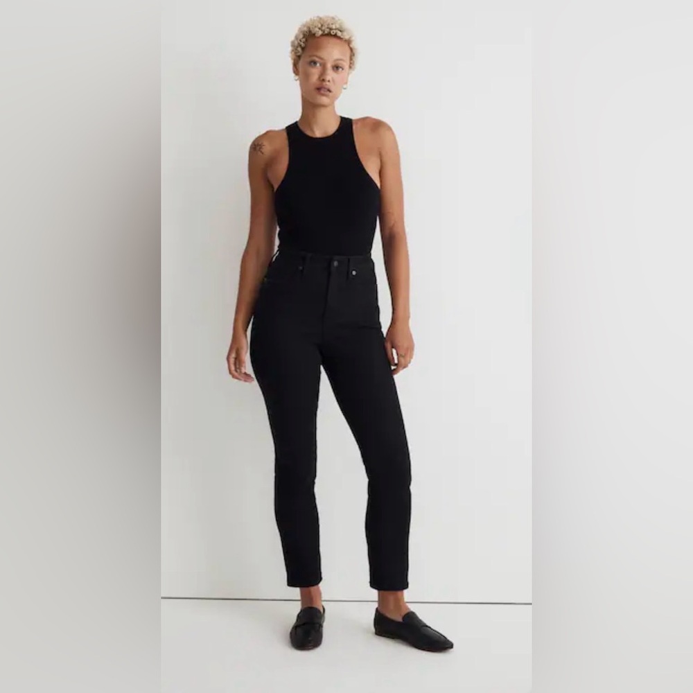 Madewell Curvy Stonepipe High Waisted Jeans in Black Size 24